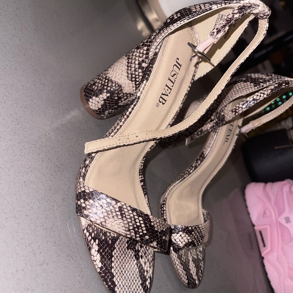 Snake Skin Strapped Heels - Picture 3 of 3